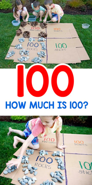 COUNTING TO 100: How many is 100? Find out in this great activity from Busy Toddler to support math play outside. A fun and easy activity!
