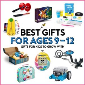 Best Gifts for 9-12 Year Olds: Gifts for Kids to Grow with. Image is white with 9 gifts for tweens on it