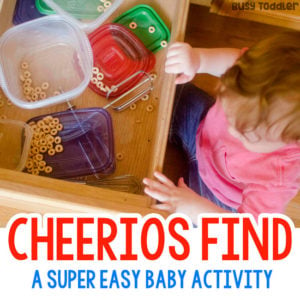 CHEERIOS FIND: A fine motor skills baby activity that's so quick and easy to set up; an easy baby activity; a quick baby activity from Busy Toddler