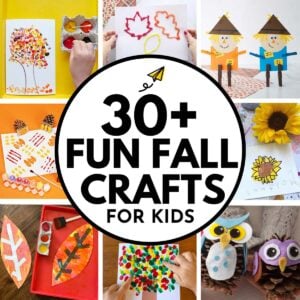 30+ Fun Fall Crafts for Kids - image shows 8 crafts for kids