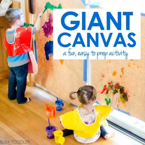 GIANT PAINTING TODDLER ART: What a great toddler activity! An easy indoor toddler activity painting on a huge space; preschool art activity