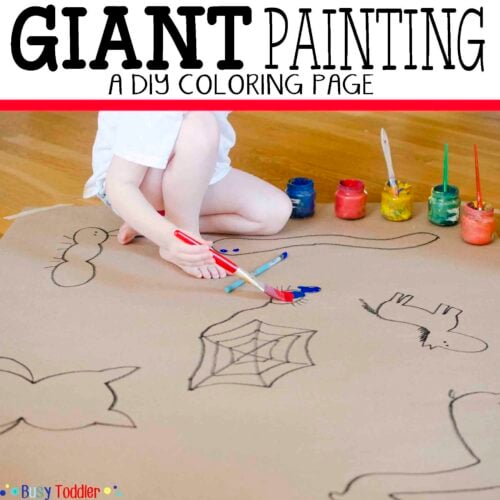 GIANT PAINTING: An east toddler activity. Create a DIY coloring page for your child to paint - they'll love it!