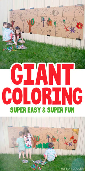 GIANT PAINTING ART PROJECT: A quick and easy art project for kids in the summer time - create a fun outdoor activity for kids of all ages with a quick art activity; a fun way to pass the time in the summer from Busy Toddler