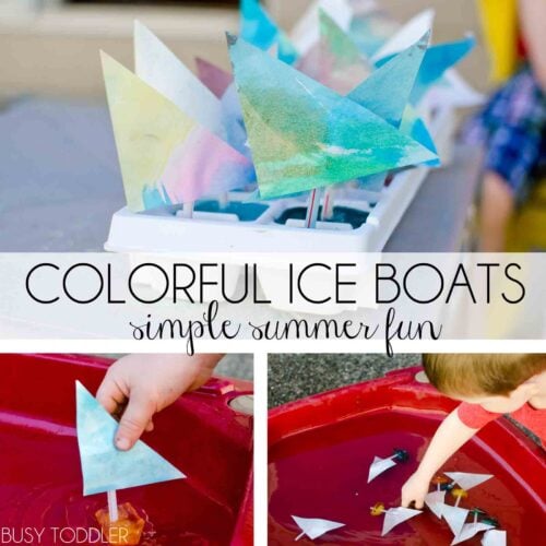 Colorful Ice Boats: A simple summer activity perfect for babies, toddlers, and preschoolers; water table activity; outdoor activity; summer play idea