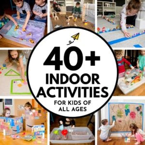 40+ indoor activities for kids of all ages: image shows 8 different activities for kids