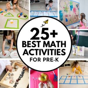 25+ Best Math Activities for Pre-K: image shows 8 preschool math activities