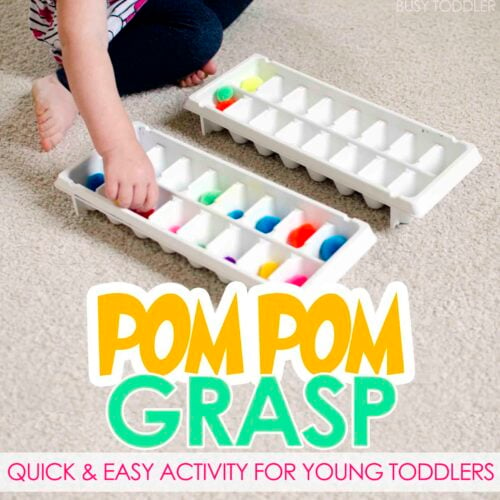 POM POM GRASP: A quick and easy toddler activity; great first transfer activity for young toddlers; fun indoor activity