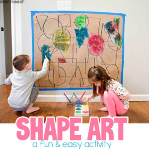 SHAPE ART: A quick and easy math / art activity for toddlers and preschoolers; an easy indoor activity; a fun activity on a rainy day from Busy Toddler