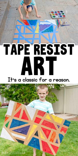 Check out this amazing TAPE RESIST ART activity - it's a perfect activity for all kids from Busy Toddler.